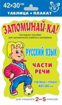 Книга Русс.яз. Части речи Таблица-плакат 42*30, б-3584, Баград.рф